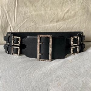 Badgley Mischka Natural Leather Elastic Waist Belt